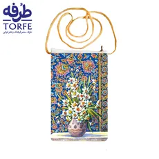 کیف موبایل و گذرنامه - طرح گل 6  اثر استاد بدرالسما 